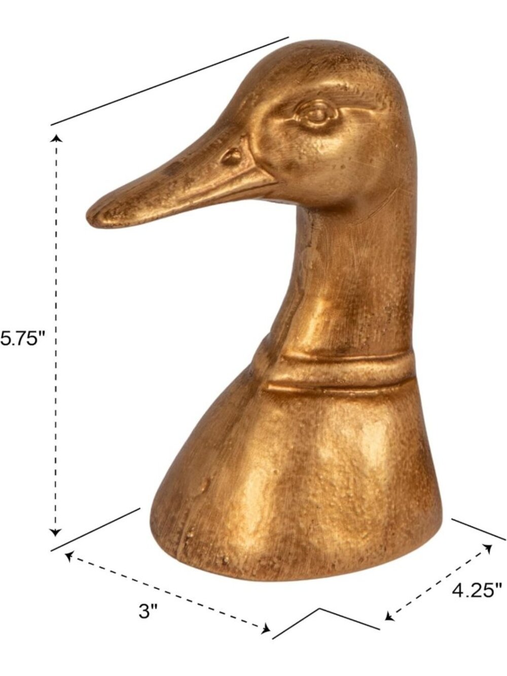 Chic Distressed Cast Iron Duck Head Bookends for Home Decor, Gold Finish - Picture 3 of 6